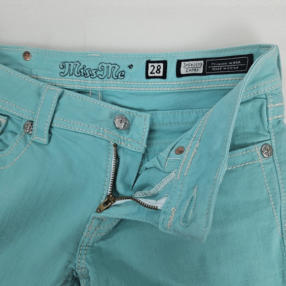 Rare Miss Me mint green capri jeans JP5415P3 Size 28 - Picture 4 of 15